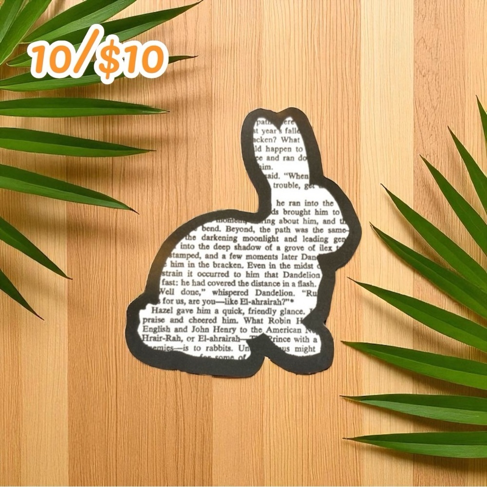 Text Bunny Silhouette Sticker – Book Page Print
